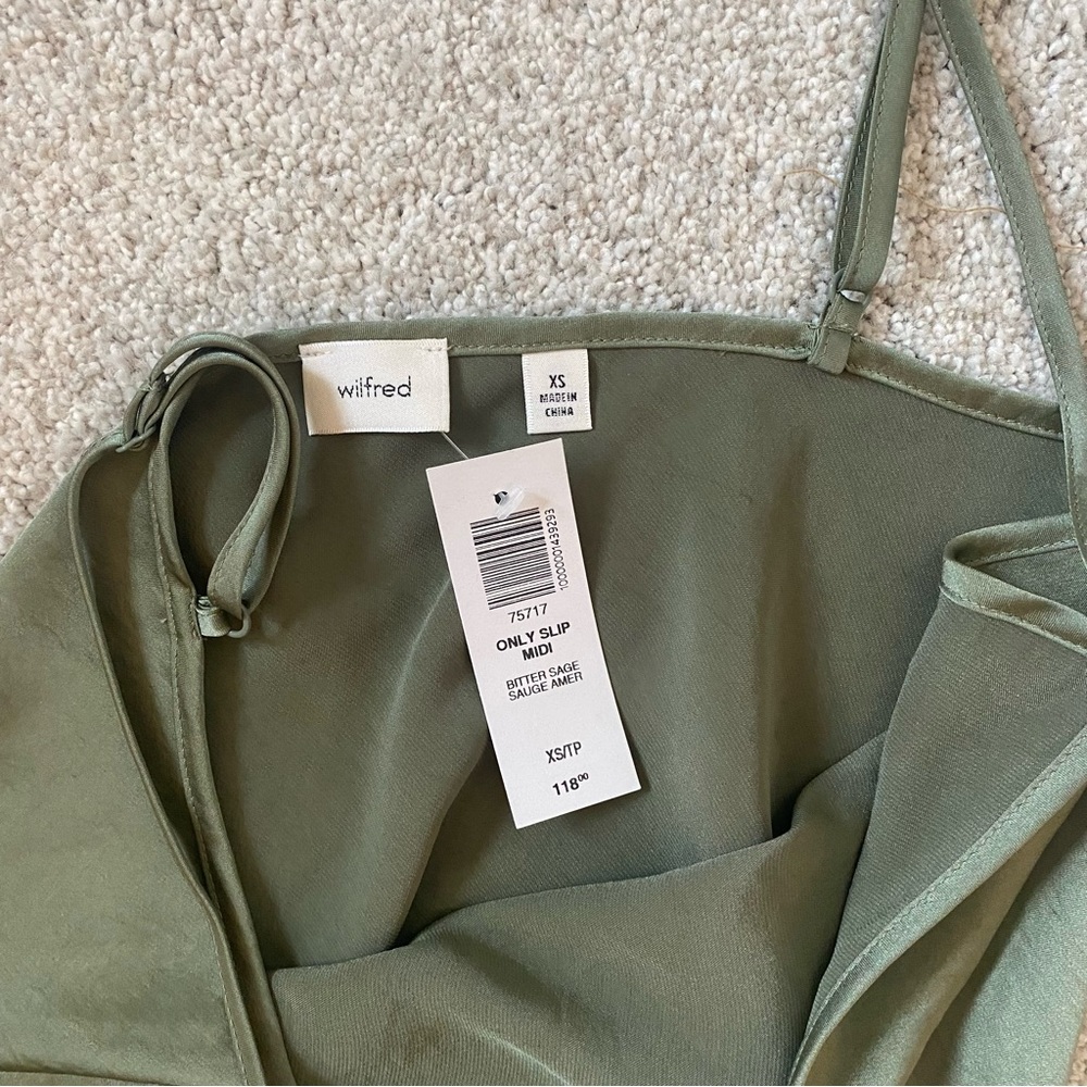 Aritzia Wilfred Only Slip Midi Dress in Bitter Sage - Picture 7 of 7
